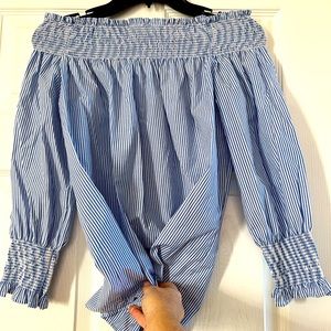 Active USA - Pin Striped Off-Shoulder Top/Blouse   size Small - New, no tags.